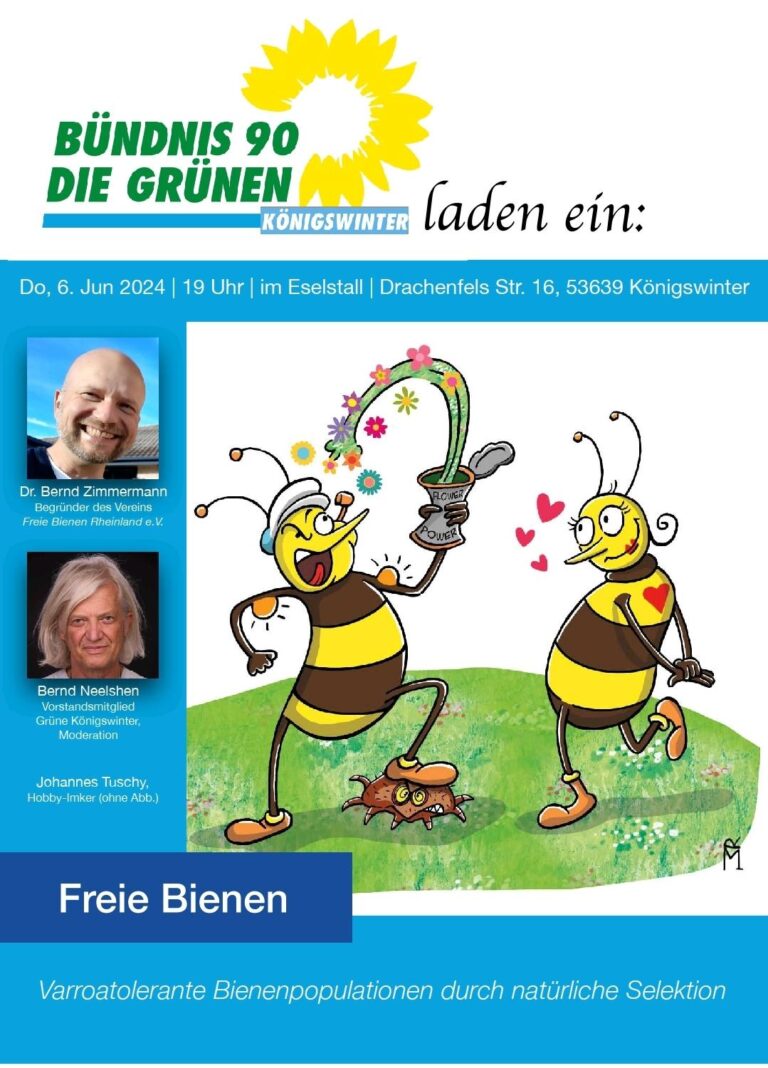 Diskussionsveranstaltung am 06. Juni, 19 Uhr im Eselstall: Freie Bienen – Varroatolerante Bienenpopulationen durch natürliche Selektion