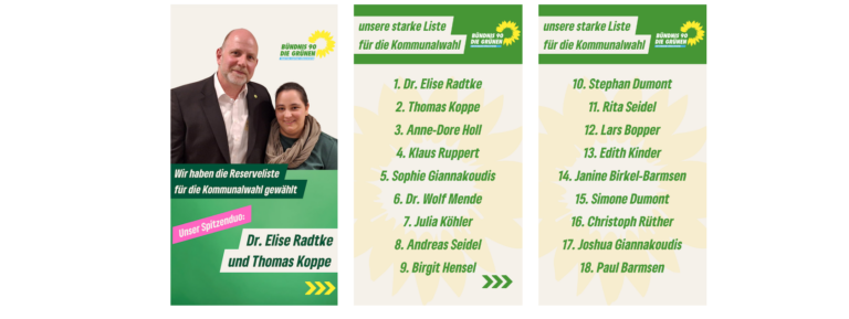 Pressemitteilung: Spitzenduo und Reserveliste für die Kommunalwahl gewählt / Unterstützungsbeschluss für Lutz Wagner als Bürgermeister